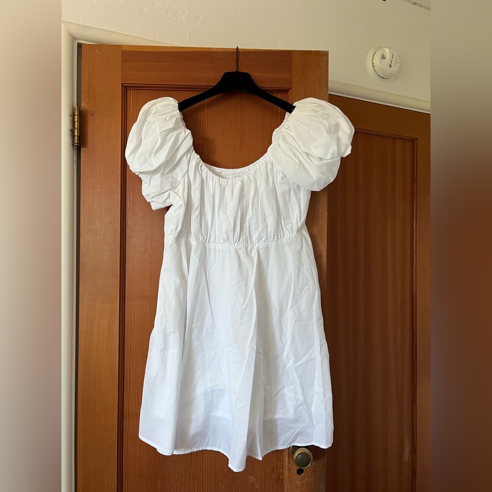 Abercrombie and Fitch white mini dress with puff sleeves